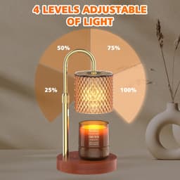 image-RAINBEAN Candle Warmer Lamp, Adjustable Height Electric Candle Warmer With Timer And Dimmer Vintage Wax Warmer Light For Jar Candles Home Decor Gifts Amber Glass & Walnut Wood