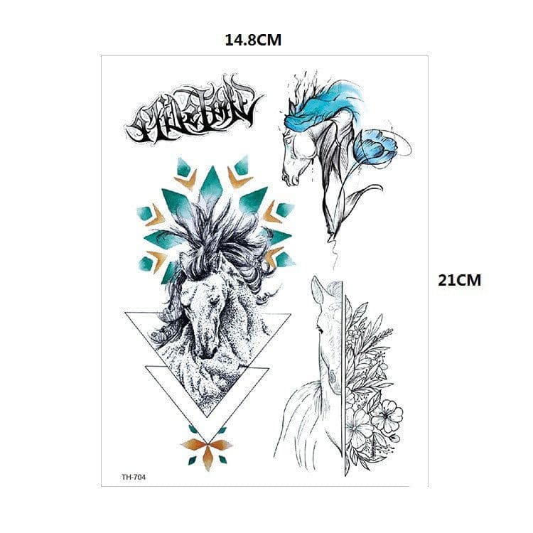 image-Waterproof Temporary Tattoo Sticker Old School Fox Spell Flash Tattoos Cat Eyes Skull Body Art Arm Fake Tatoo Women Men