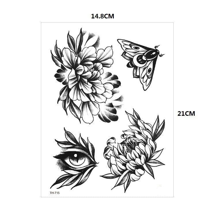 image-Waterproof Temporary Tattoo Sticker Old School Fox Spell Flash Tattoos Cat Eyes Skull Body Art Arm Fake Tatoo Women Men