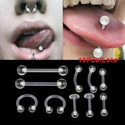 image-10Pcs Body Piercing Combination Set Acrylic Invisible Eyebrow Nails Tongue Nails Lip Nails Nasal Ring Ear Bone Nails