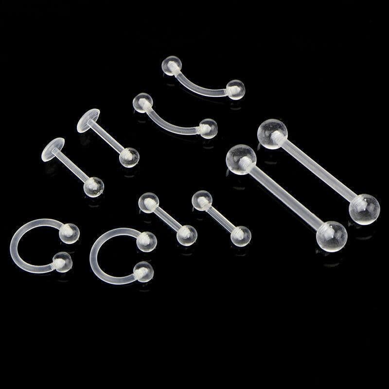 image-10Pcs Body Piercing Combination Set Acrylic Invisible Eyebrow Nails Tongue Nails Lip Nails Nasal Ring Ear Bone Nails