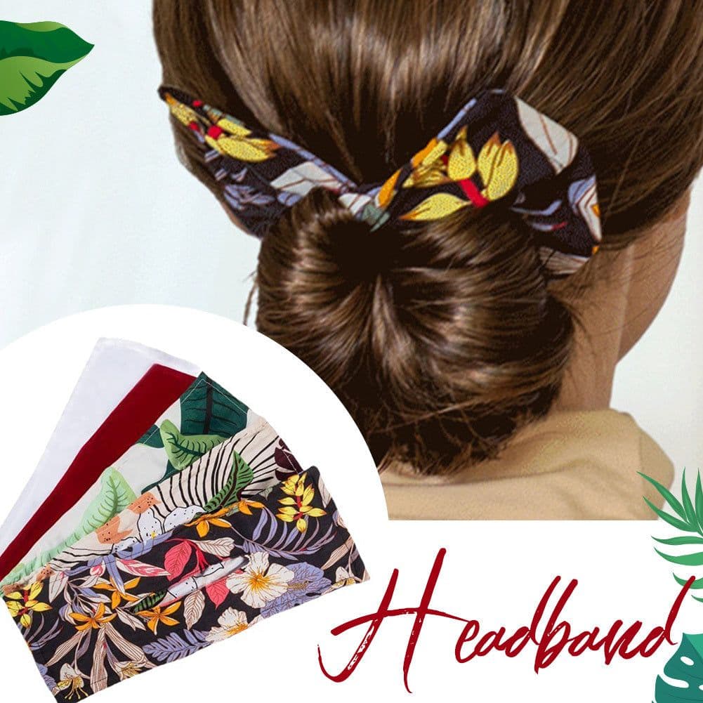 image-Printed Headband Hair Coiler French Vintage Bow