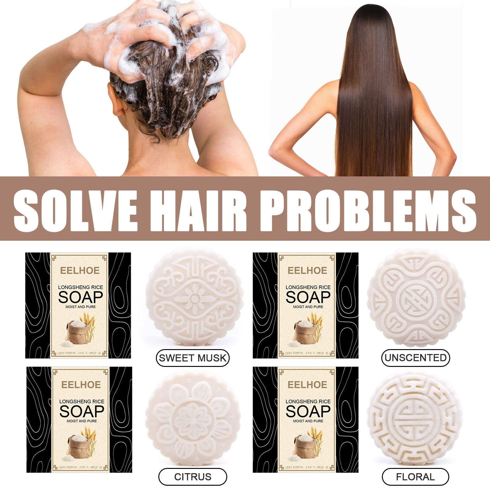 image-Water Soap Shampoo Soap Nourishes Frizz, Conditioner And Softens Hair