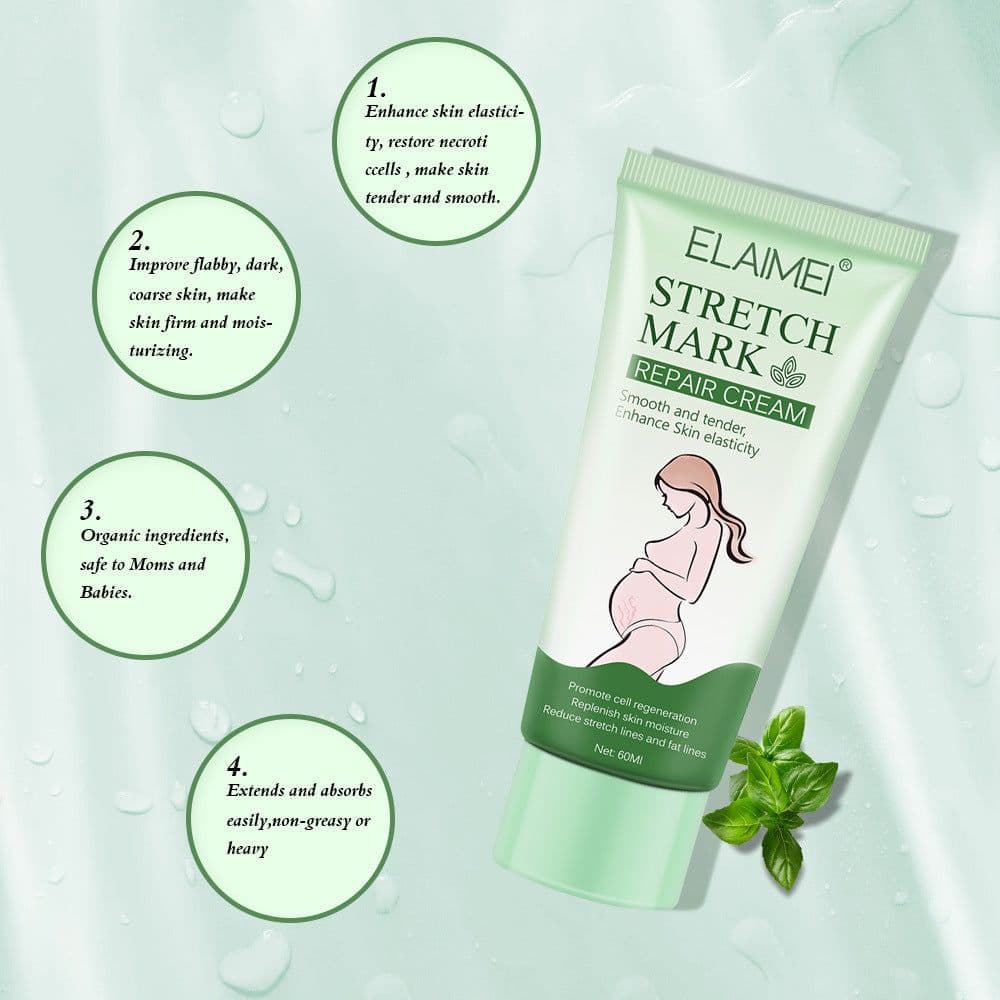 image-Stretch Mark Repair Cream Smooth Tender Enhance Skin Elastictiy Acne Repair 60ml Anti-Aging Cream Pregnancy Scars