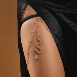 image-Bohemian Boho Gold Color Metal Beaded Chain Thigh Chain For Women Big Snake Pendants Leg Chain Body Jewelry Beach Style Gift