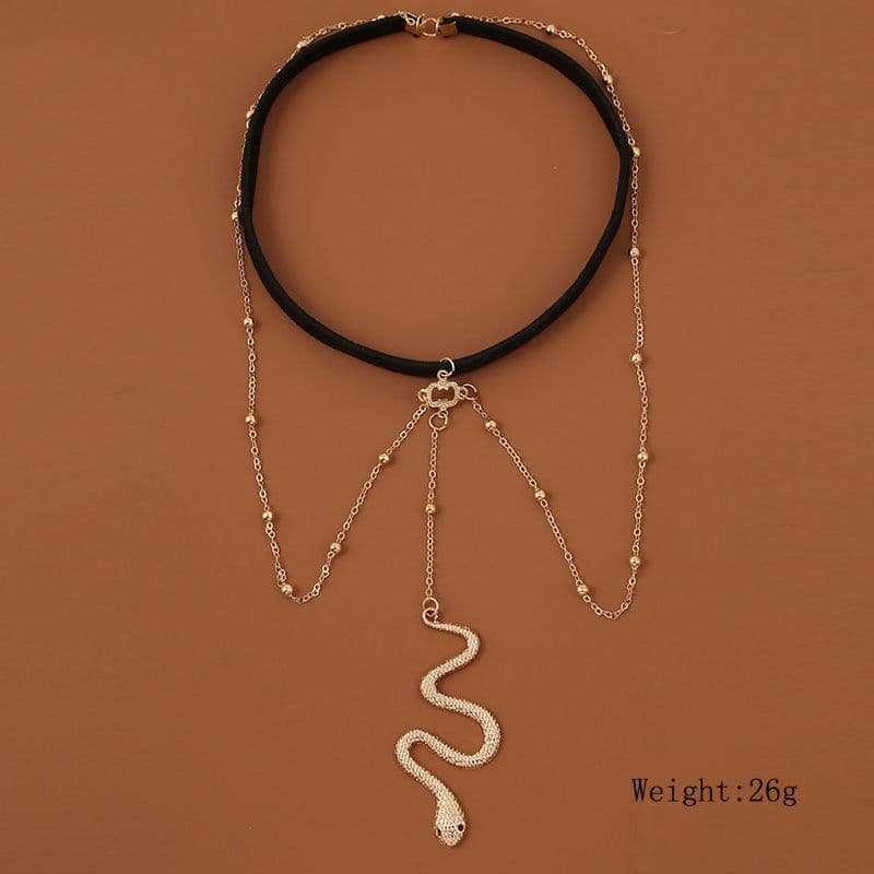 image-Bohemian Boho Gold Color Metal Beaded Chain Thigh Chain For Women Big Snake Pendants Leg Chain Body Jewelry Beach Style Gift