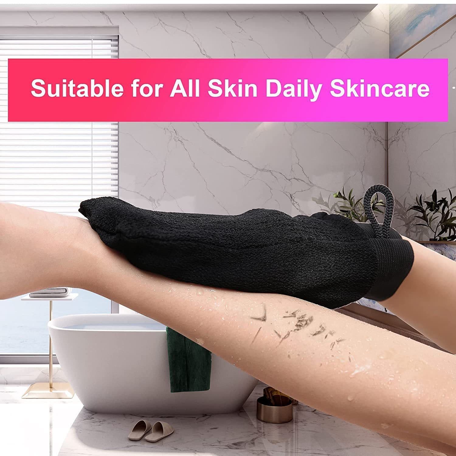 image-Rayon Viscose Fiber Medium Fine Sand Exfoliating Bath Gloves