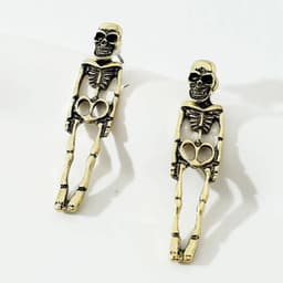image-Halloween Earrings Skull Simulation Human Skeleton Detachable Stud Earrings