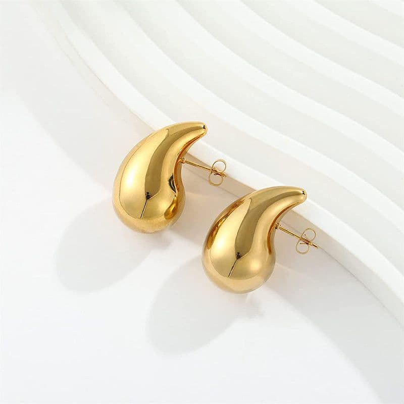 image-Metal Water Drop Earrings With A Sense Of Niche Luxury