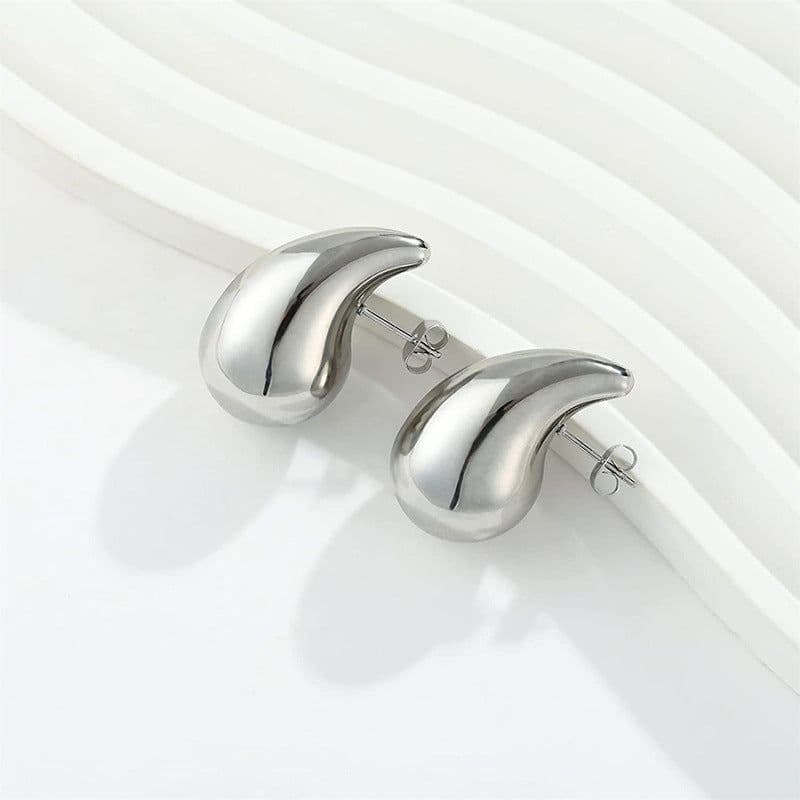 image-Metal Water Drop Earrings With A Sense Of Niche Luxury