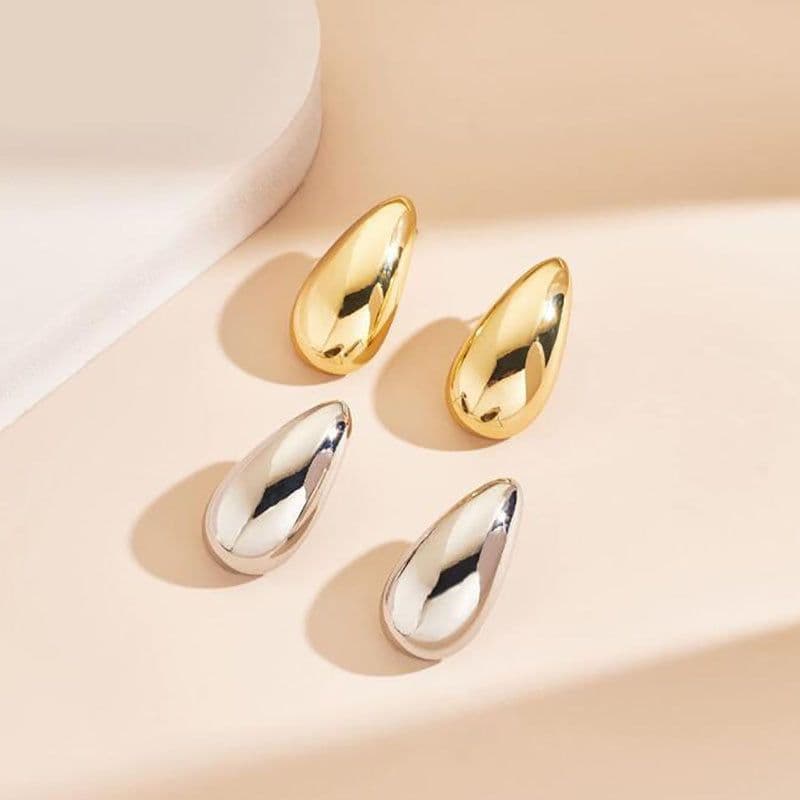 image-Metal Water Drop Earrings With A Sense Of Niche Luxury