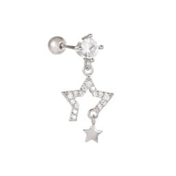 image-Fashion Jewelry Piercing Star Moon Cubic Zirconia Stainless Steel Pendant Cartilage Earring Chain Hoop Earring