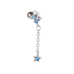 image-Fashion Jewelry Piercing Star Moon Cubic Zirconia Stainless Steel Pendant Cartilage Earring Chain Hoop Earring