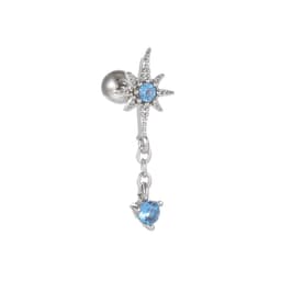 image-Fashion Jewelry Piercing Star Moon Cubic Zirconia Stainless Steel Pendant Cartilage Earring Chain Hoop Earring
