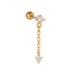 image-Fashion Jewelry Piercing Star Moon Cubic Zirconia Stainless Steel Pendant Cartilage Earring Chain Hoop Earring