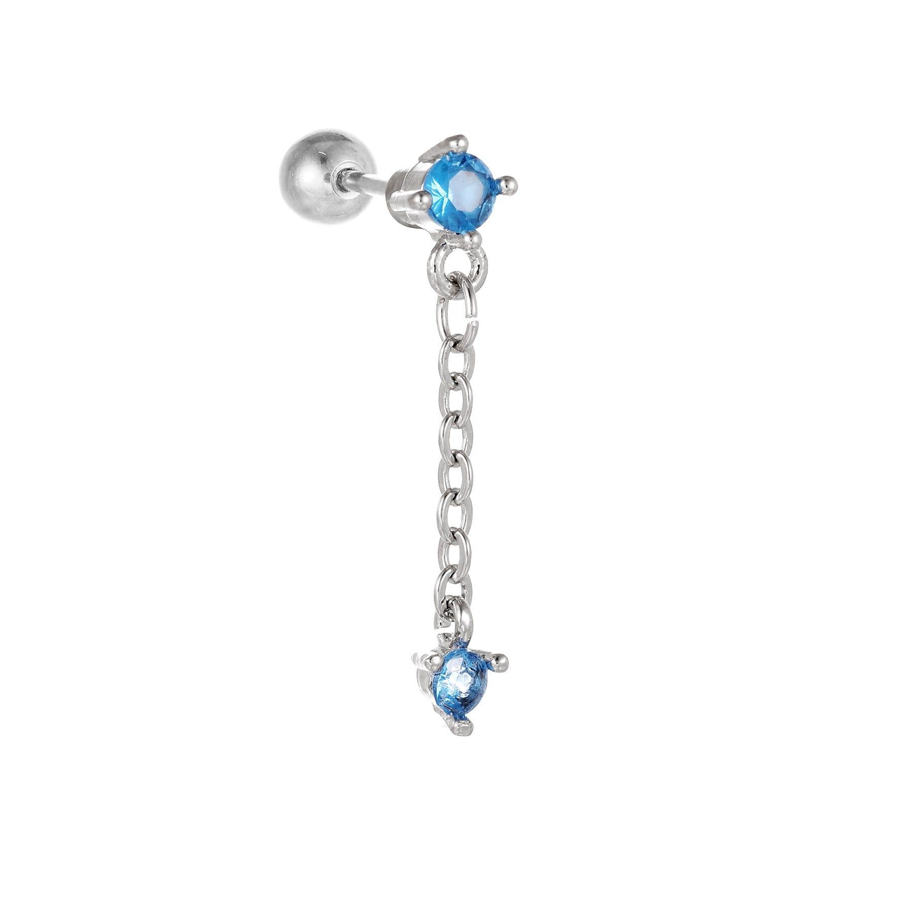 image-Fashion Jewelry Piercing Star Moon Cubic Zirconia Stainless Steel Pendant Cartilage Earring Chain Hoop Earring