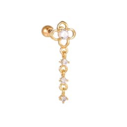 image-Fashion Jewelry Piercing Star Moon Cubic Zirconia Stainless Steel Pendant Cartilage Earring Chain Hoop Earring