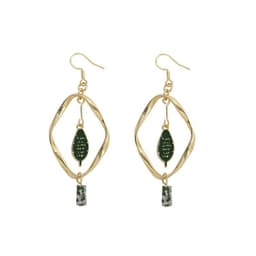 image-Retro Mori Style Green Bird Earrings Geometric Leaf Ear Clip