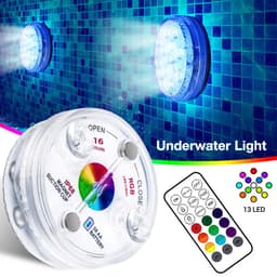 image-13 Led Submersible Light for Swimming Pool Garden Fountain Bathroom IP68 Waterproof Underwater Lamp with Suction Cup RF Remote