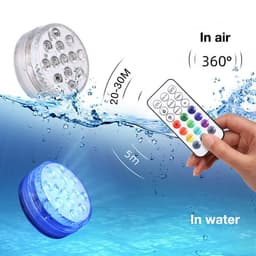 image-13 Led Submersible Light for Swimming Pool Garden Fountain Bathroom IP68 Waterproof Underwater Lamp with Suction Cup RF Remote