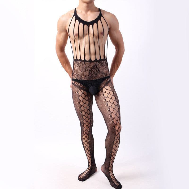 image-Men's One Piece Net Socks Set Transparent Ultra-thin High Stretch