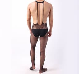 image-Men's One Piece Net Socks Set Transparent Ultra-thin High Stretch