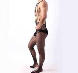 image-Men's One Piece Net Socks Set Transparent Ultra-thin High Stretch