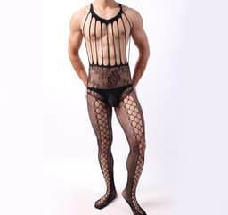 image-Men's One Piece Net Socks Set Transparent Ultra-thin High Stretch