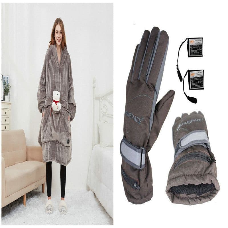 image-USB Heated Wearable Blanket Oversized Lazy Hoodie With Large Heating Area Back Cozy Warm Sherpa Hoodie Blanket No Battery Pack