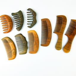 image-Sandalwood Comb Wooden Hair Comb Green Sandalwood Meridian Wooden Comb
