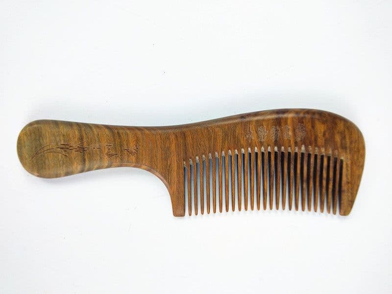 image-Sandalwood Comb Wooden Hair Comb Green Sandalwood Meridian Wooden Comb