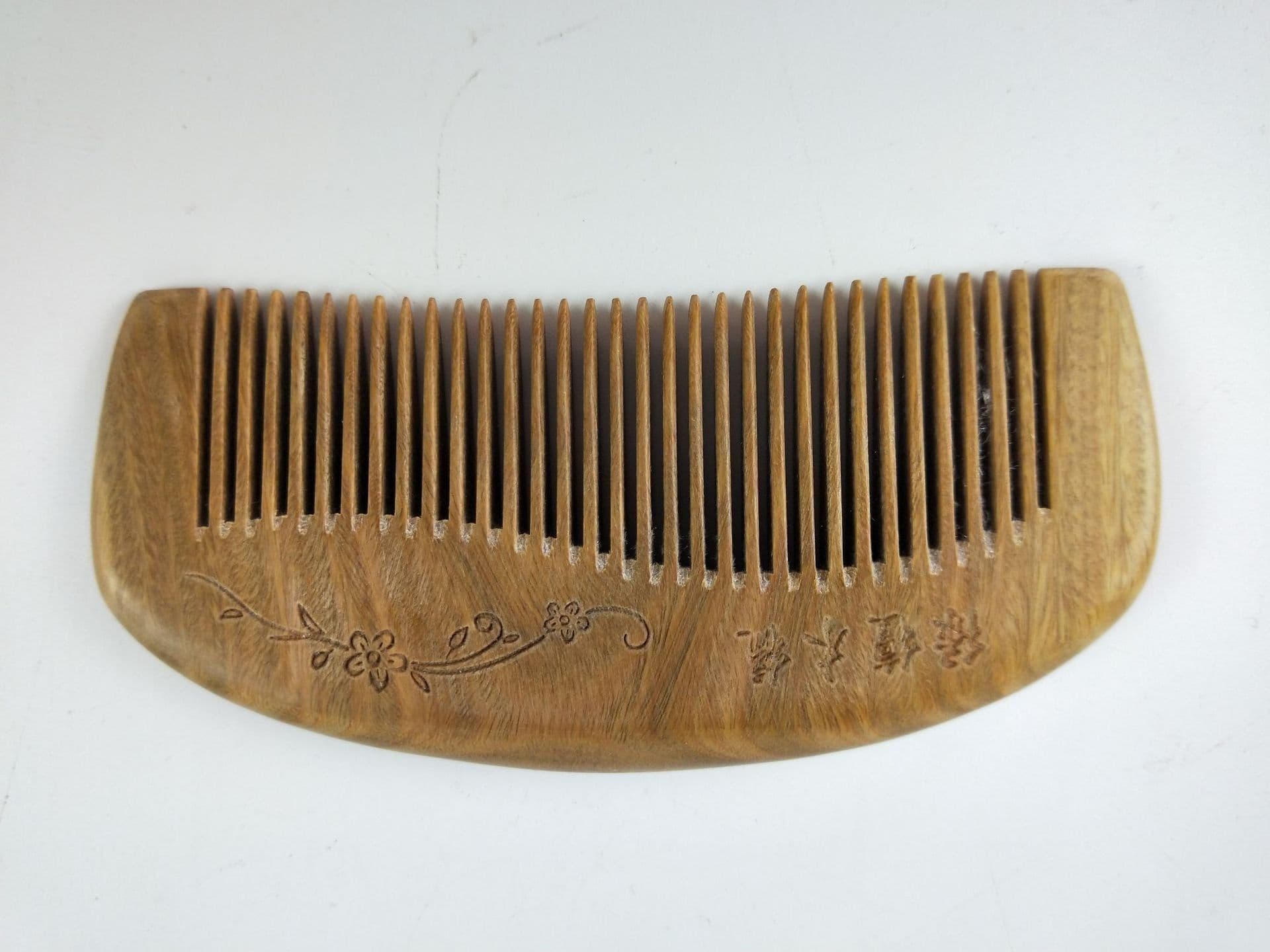 image-Sandalwood Comb Wooden Hair Comb Green Sandalwood Meridian Wooden Comb