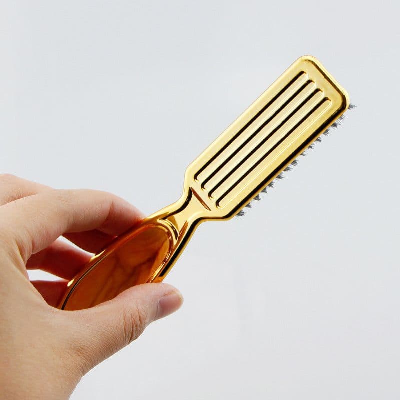 image-Retro Gradient oil Head Electroplating Broken Hair Sweeping Neck Cleaning Beard Brush Hair Salon Hairdressing