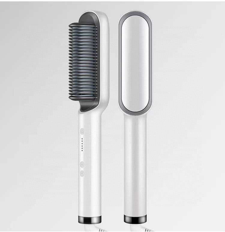 image-New 2 In 1 Hair Straightener Hot Comb Negative Ion Curling Tong Dual-purpose Electric Hair Brush