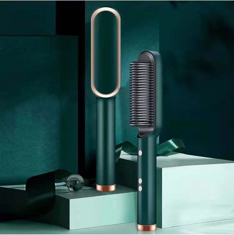 image-New 2 In 1 Hair Straightener Hot Comb Negative Ion Curling Tong Dual-purpose Electric Hair Brush
