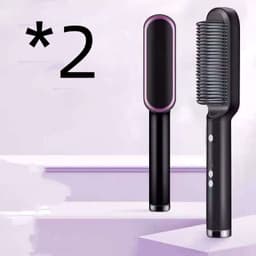 image-New 2 In 1 Hair Straightener Hot Comb Negative Ion Curling Tong Dual-purpose Electric Hair Brush