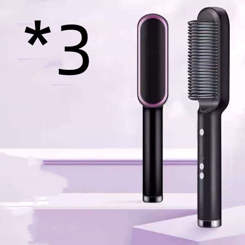 image-New 2 In 1 Hair Straightener Hot Comb Negative Ion Curling Tong Dual-purpose Electric Hair Brush
