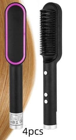 image-New 2 In 1 Hair Straightener Hot Comb Negative Ion Curling Tong Dual-purpose Electric Hair Brush