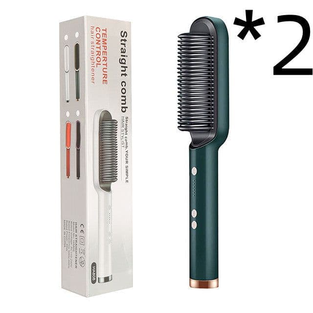 image-New 2 In 1 Hair Straightener Hot Comb Negative Ion Curling Tong Dual-purpose Electric Hair Brush