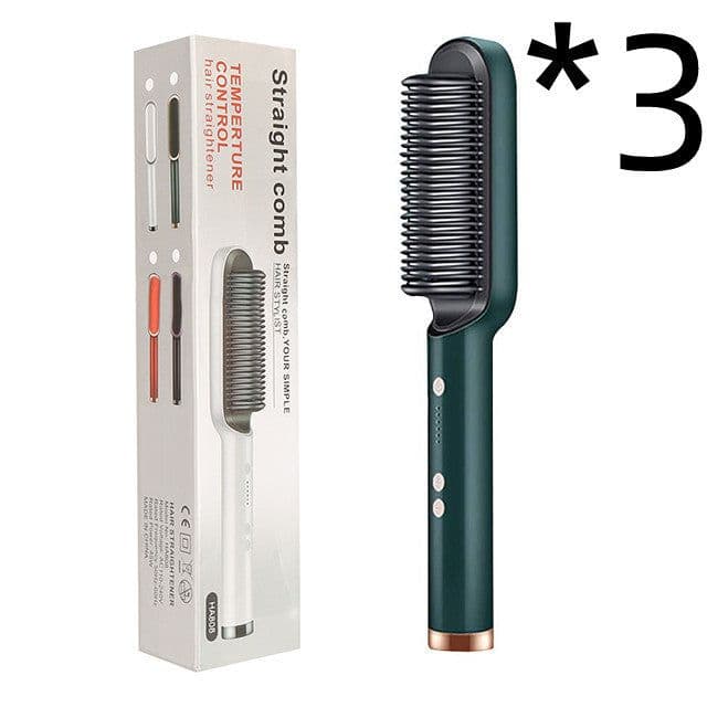 image-New 2 In 1 Hair Straightener Hot Comb Negative Ion Curling Tong Dual-purpose Electric Hair Brush