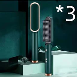 image-New 2 In 1 Hair Straightener Hot Comb Negative Ion Curling Tong Dual-purpose Electric Hair Brush