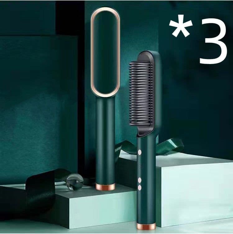 image-New 2 In 1 Hair Straightener Hot Comb Negative Ion Curling Tong Dual-purpose Electric Hair Brush