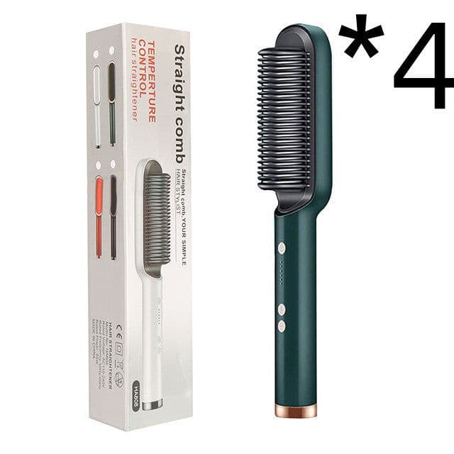 image-New 2 In 1 Hair Straightener Hot Comb Negative Ion Curling Tong Dual-purpose Electric Hair Brush