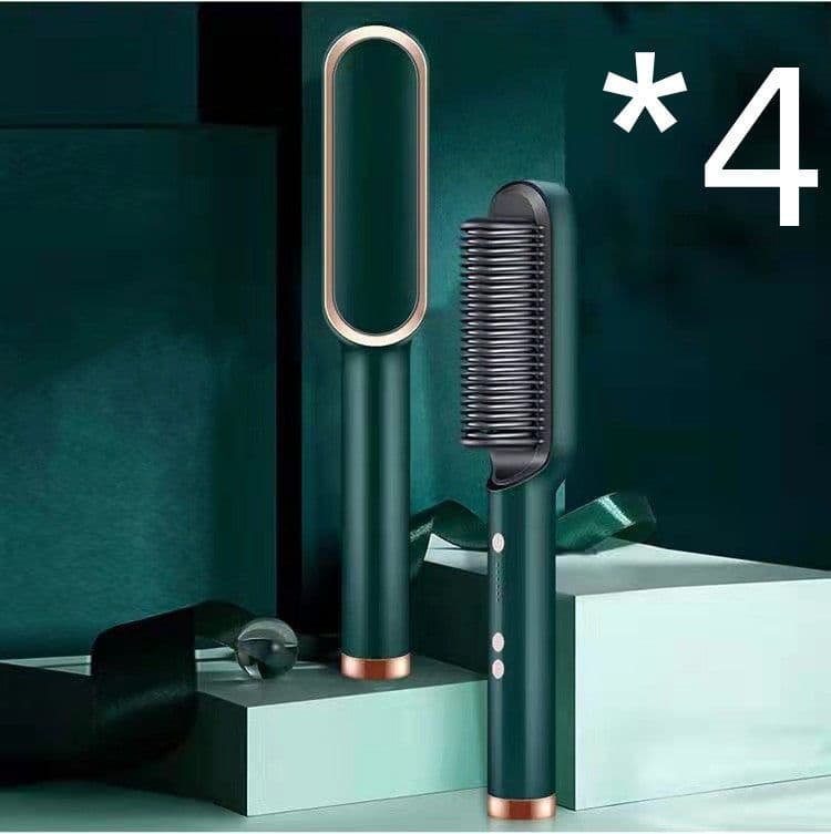 image-New 2 In 1 Hair Straightener Hot Comb Negative Ion Curling Tong Dual-purpose Electric Hair Brush