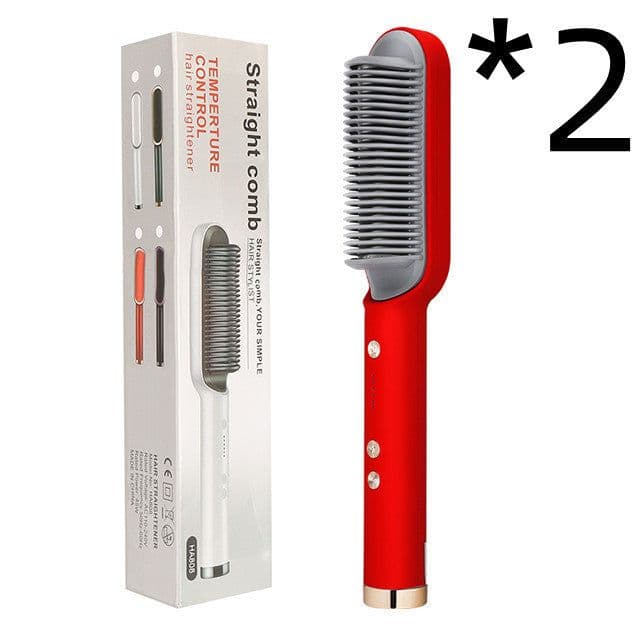 image-New 2 In 1 Hair Straightener Hot Comb Negative Ion Curling Tong Dual-purpose Electric Hair Brush