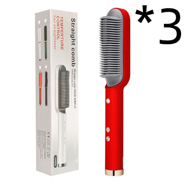 image-New 2 In 1 Hair Straightener Hot Comb Negative Ion Curling Tong Dual-purpose Electric Hair Brush