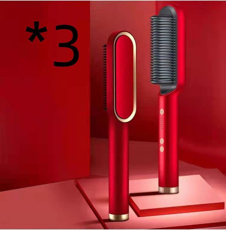 image-New 2 In 1 Hair Straightener Hot Comb Negative Ion Curling Tong Dual-purpose Electric Hair Brush