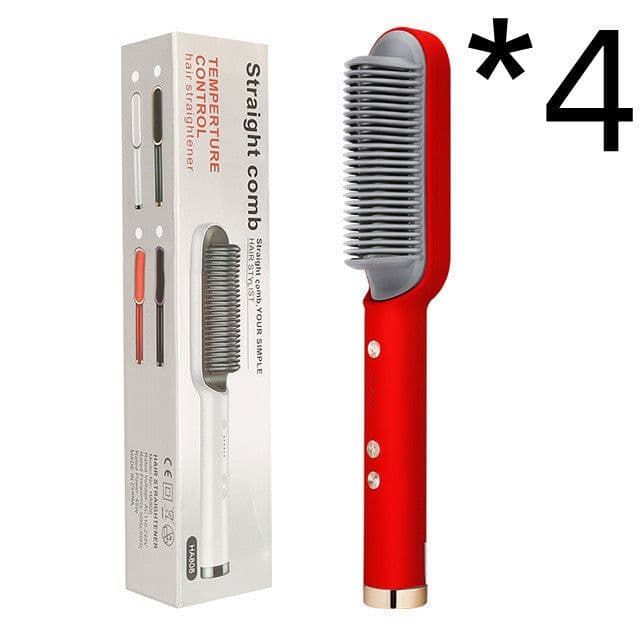 image-New 2 In 1 Hair Straightener Hot Comb Negative Ion Curling Tong Dual-purpose Electric Hair Brush
