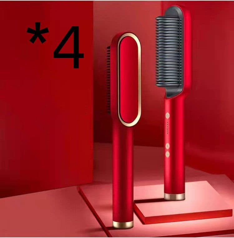 image-New 2 In 1 Hair Straightener Hot Comb Negative Ion Curling Tong Dual-purpose Electric Hair Brush