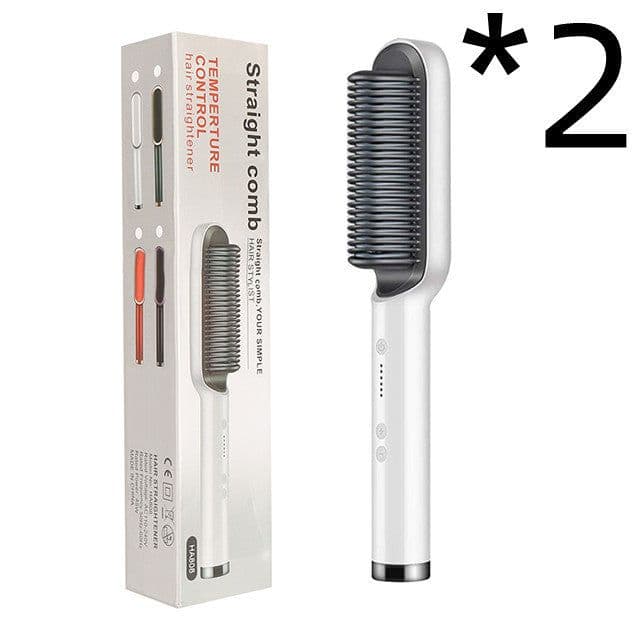 image-New 2 In 1 Hair Straightener Hot Comb Negative Ion Curling Tong Dual-purpose Electric Hair Brush